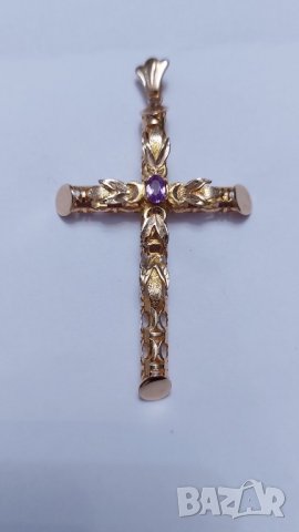 Златен кръст с александрит, снимка 4 - Пръстени - 40173346