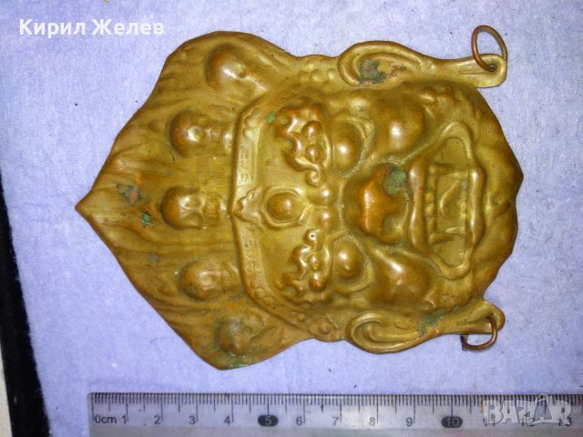 СТАРА ТРАДИЦИОННА АЗИАТСКА ЕТНОГРАФСКА МЕДНА МАСКА ПАНО за СТЕНА КОЛЕКЦИЯ МАЙСТОРСКА ИЗРАБОТКА 41314, снимка 4 - Колекции - 43738815