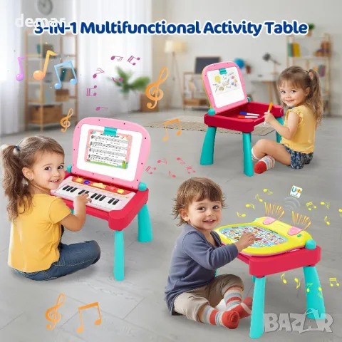 TERRAMUS 3-в-1 образователна играчка с 24-клавишна клавиатура за пиано, рисуване за малки деца 2+ г., снимка 3 - Образователни игри - 47400328