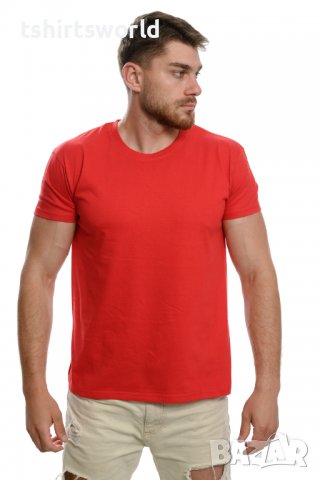 Нова мъжка изчистена тениска в червен цвят, снимка 5 - Тениски - 37670549