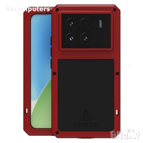 Xiaomi 15 Pro Удароустойчив LOVE MEI Метал + Силикон Калъф + Закалено Стъкло – Черен, Червен, Сребри
