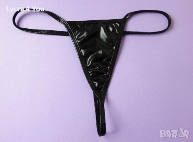 S/M силно изрязана Т-образна черна кожена прашка