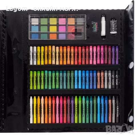 Комплект за рисуване от 208 части за деца в куфар със статив, снимка 4 - Ученически пособия, канцеларски материали - 52561396