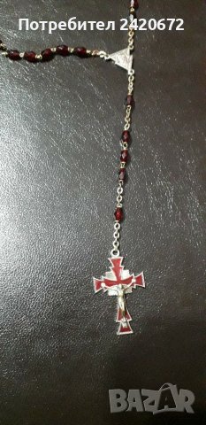 Католически кръс с  броеница кристал, снимка 1 - Други - 40027424
