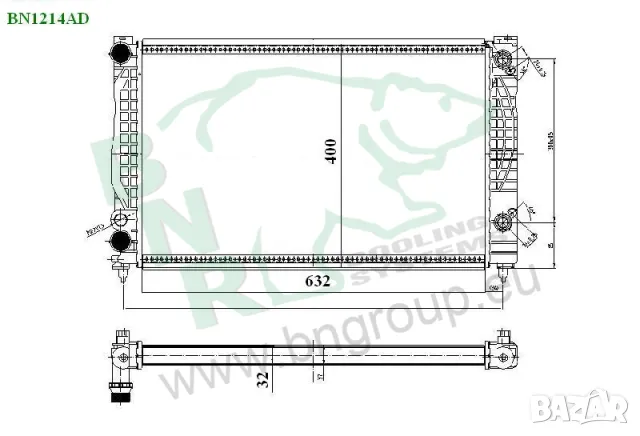 Воден радиатор BNR за AUDI BN1214, снимка 3 - Части - 14410207
