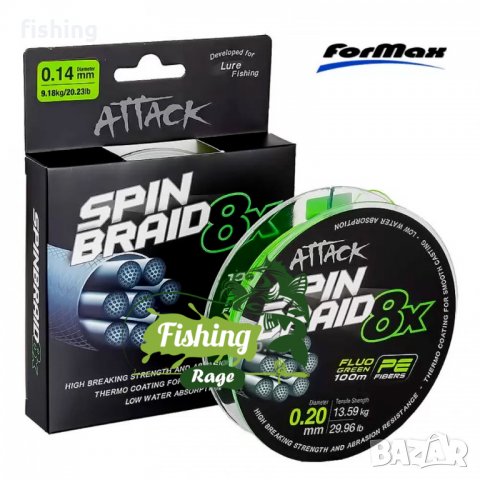 Плетено влакно Formax Spin Braid 8x - 100м 0,08мм до 0,20мм, снимка 3 - Такъми - 35032564
