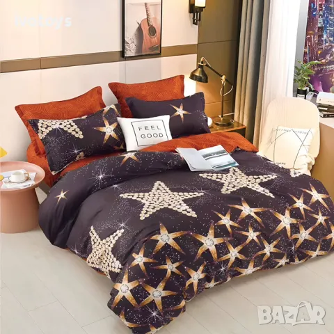 Двулицево спално бельо с ластик (размер за приста), 4 части - Модел WS16994, снимка 1