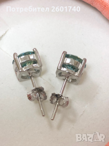 Сребърни обици с Мойсанит (Диамант) брилянт Два Карата!!!, снимка 4 - Обеци - 36497074