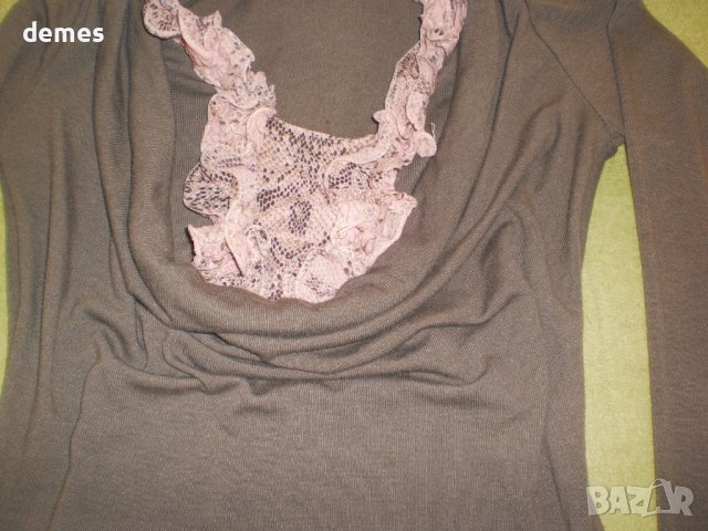 Дамска блуза трико и дантела, размер М, снимка 7 - Блузи с дълъг ръкав и пуловери - 37890730