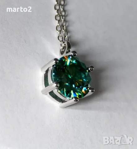 Сребърно 925 Колие с Мойсанит 3 Карата!, снимка 2 - Пръстени - 48654835