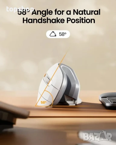 НОВА ергономична безжична мишка ProtoArc, EM11 NL, 2,4 GHz за Windows, Mac OS, бяла, снимка 5 - Клавиатури и мишки - 50552341