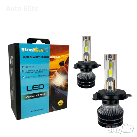 Лед крушки - Bi Led система H4 Streetech модел STN2 за фарове - 150 000 Лукса, 45W - Canbus 6000K, снимка 1
