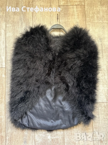 Естествен косъм черна наметка болеро за повод парти коктейл официална , снимка 2 - Жилетки - 52794962