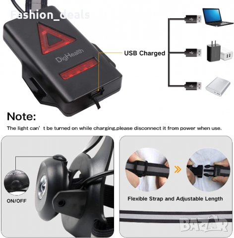 Нова USB акумулаторна LED лампа за глава с 3 режима за джогинг туризъм, снимка 4 - Спортна екипировка - 33643532