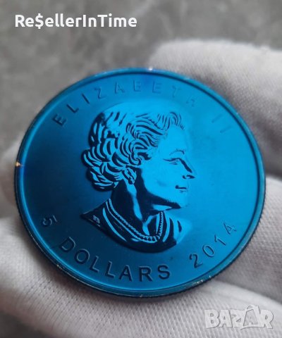Инвестиционна сребърна монета 1 унция 5 Dollars - Elizabeth II Peregrine Falcon, оцветена