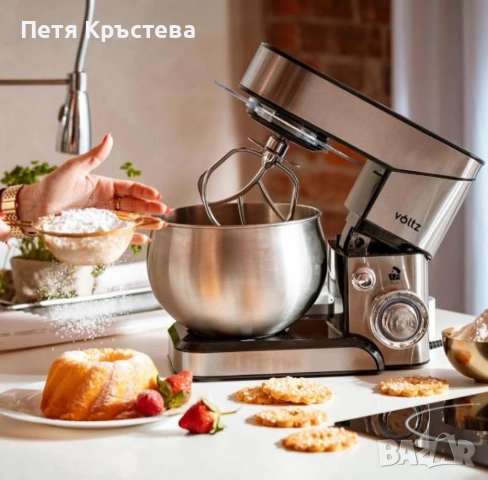 Планетарен миксер Voltz V51115F – мощност 1600W и 5L купа от инокс за перфектно тесто и кремове, снимка 4 - Кухненски роботи - 52347716