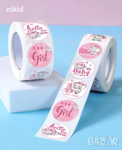 100 бр It's A Boy Girl baby shower gender part самозалепващи лепенки стикери ръчна изработка подарък, снимка 4 - Други - 49251237