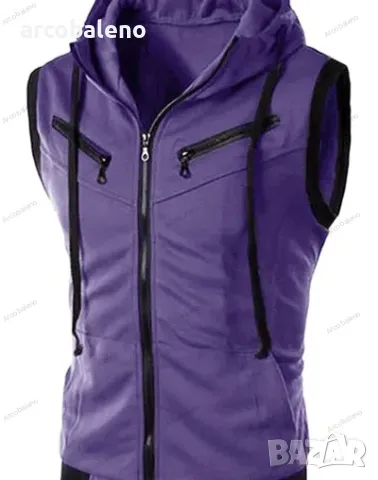 Мъжка жилетка без ръкави с качулка, 6цвята , снимка 2 - Суичъри - 47750171