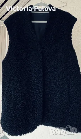 Модерен стилен зимен елек от естествен астраган, нов, снимка 6 - Елеци - 48470764