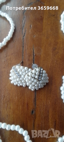 Колие и обици с перли, снимка 10 - Бижутерийни комплекти - 43829636