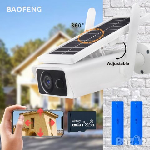 *Нова ABQ-Q1 СОЛАРНА КАМЕРА 1080P WIFI IP66 безжична външен монтаж  IR Motion Detection ip камера , снимка 6 - IP камери - 37507237