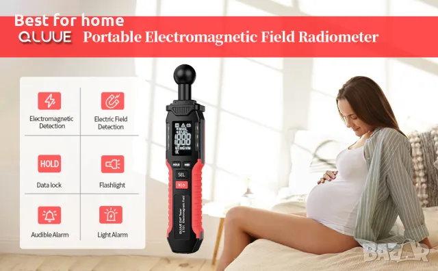 QLUUE EMF Meter Уред за измерване на електромагнитно излъчване, снимка 4 - Други инструменти - 47446370