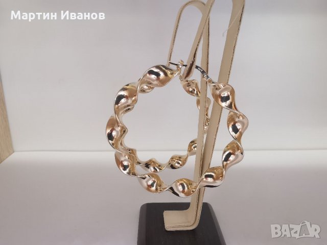 Златни обеци халки усукани , снимка 5 - Обеци - 32282639