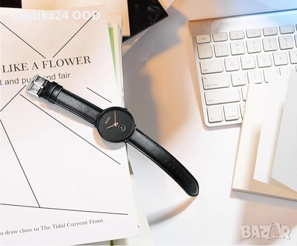 Мъжки ръчен часовник черен циферблат розово злато, снимка 6 - Мъжки - 53503161