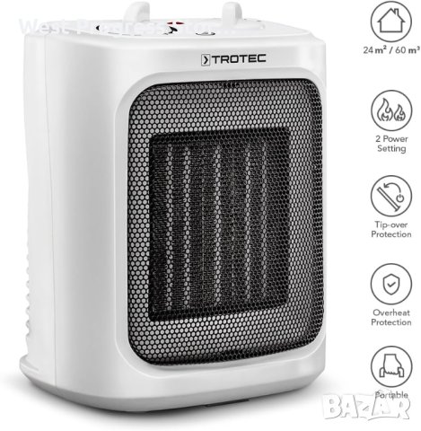 ЗИМНА РАЗПРОДАЖБА! TROTEC керамичен вентилаторен нагревател TFC 16 E -  1200 W/2000 W - електрически, снимка 1 - Отоплителни печки - 43595415