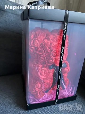 Красиво червено мече от розички, снимка 3 - Декорация за дома - 48782263