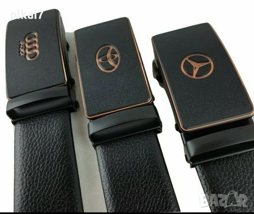 ново мъжки колан кожен с лого на катарамата уникален цена, снимка 3 - Колани - 27996042