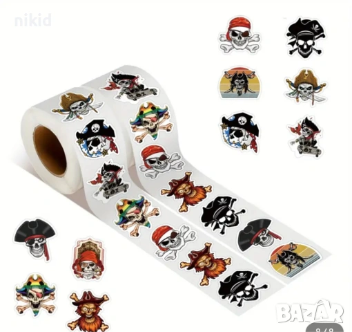 100 бр Пират пирати пиратско парти самозалепващи лепенки стикери за ръчна изработка за подарък 