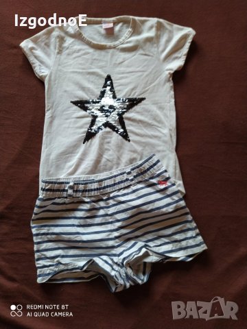 110 Страхотен лот блузка с обръщащи се пайети и къси панталонки 