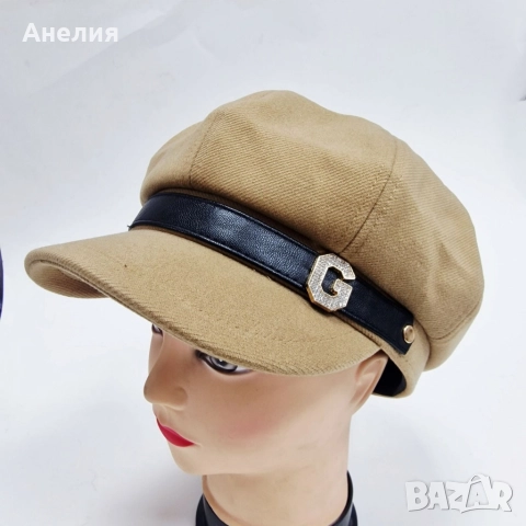 Елегантна дамска шапка тип фуражка, снимка 6 - Шапки - 52664840