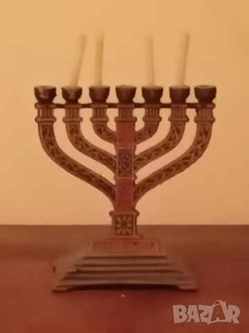 Свещник за ханука Свещник менора, снимка 5 - Антикварни и старинни предмети - 52919516