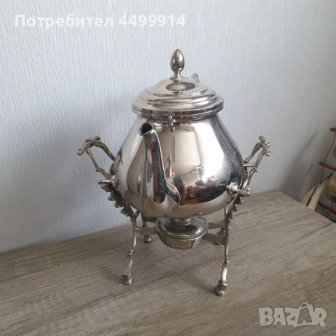 Спиртен чайник на стойка с горелка, 1.5 кг, снимка 5 - Кани - 51668842
