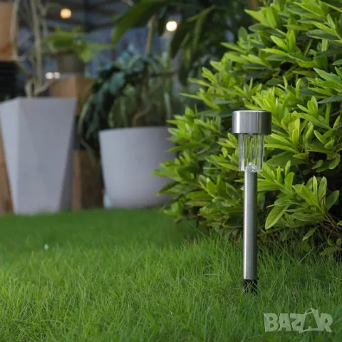 Комплект от 6 броя соларни градински LED лампи с бяла светлина за оформяне на алеи и зони, снимка 4 - Соларни лампи - 48371969