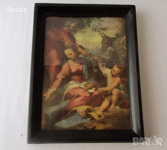 Стара католическа икона на Божието семейство, снимка 5 - Антикварни и старинни предмети - 51463270