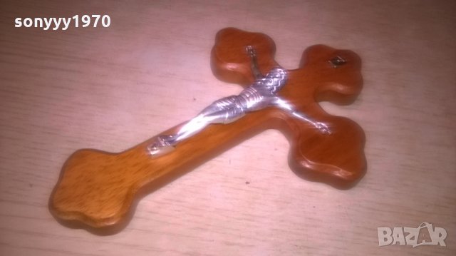 Дървен кръст с христос-бронз/сребро-20Х13см-внос швеицария, снимка 9 - Колекции - 27397901