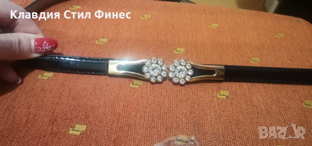 Елегантен лачен колан с прекрасен акцент с камъчета, снимка 2 - Колани - 43974466