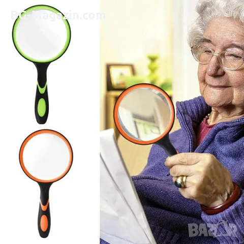 Увеличителна мощна голяма стъклена ръчна лупа 10X увеличение за четене на книги вестници с дръжка, снимка 10 - Други инструменти - 50920923