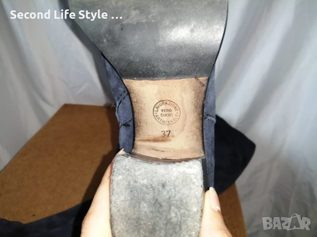 № 37 дамски ботуши естествен велур в син цвят, снимка 16 - Дамски ботуши - 53371759