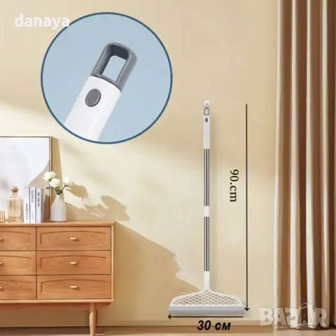 5533 Въртяща се силиконова метла за сухо и мокро почистване, снимка 12 - Мопове, кофи, четки и метли - 48311907