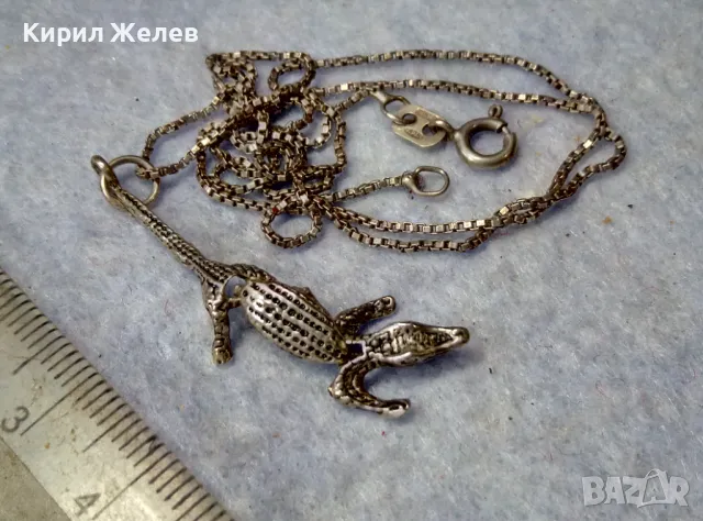 ФИНА ИТАЛИАНСКА СРЕБЪРНА ВЕРИЖКА с АРТ ВИСУЛКА СРЕБЪРЕН КРОКОДИЛ - СРЕБРО 925 РЪЧНА РАБОТА 45590, снимка 13 - Колиета, медальони, синджири - 50023612