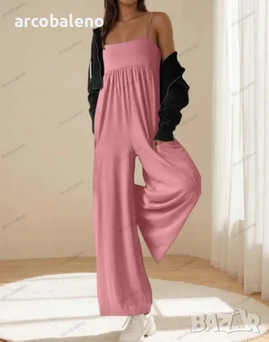 Дамски ежедневен гащеризон без ръкави с квадратно деколте и широки крачоли, 6цвята , снимка 2 - Гащеризони - 51239950