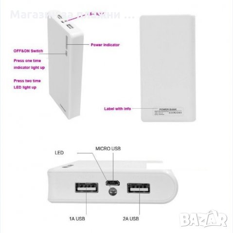 Външна Мобилна Акумулаторна Батерия Power Bank 20000 Mah С Дисплей, снимка 11 - Външни батерии - 26800481
