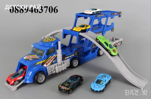 Автовоз катапулт с шест метални коли, снимка 2 - Коли, камиони, мотори, писти - 48109061