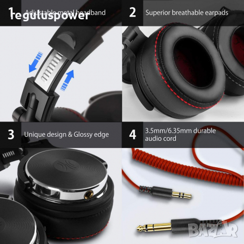 Професионални слушалки OneOdio Studio Pro-50, Hi-res,20Hz-40kHz,32 Ом, 1600 mw,6.35 mm/3.5mm Jack, снимка 7 - Слушалки и портативни колонки - 36544965