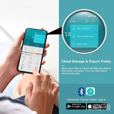 Смарт кантар- везна анализатор от 1 BY ONE Bluetooth Body Smart Scale, снимка 2 - Маши за коса - 48485692