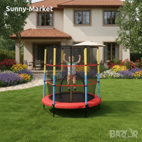 Батут 4,5ft 140см с вътрешна мрежа - червен, снимка 3 - Други - 53527959